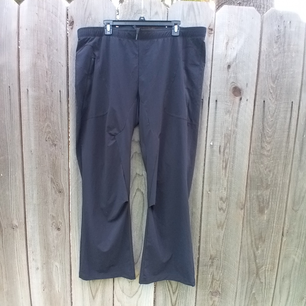 PASKHO Wide Pants Womens Size XXL Black Pull On Tie Waist Zip Pocket Closure